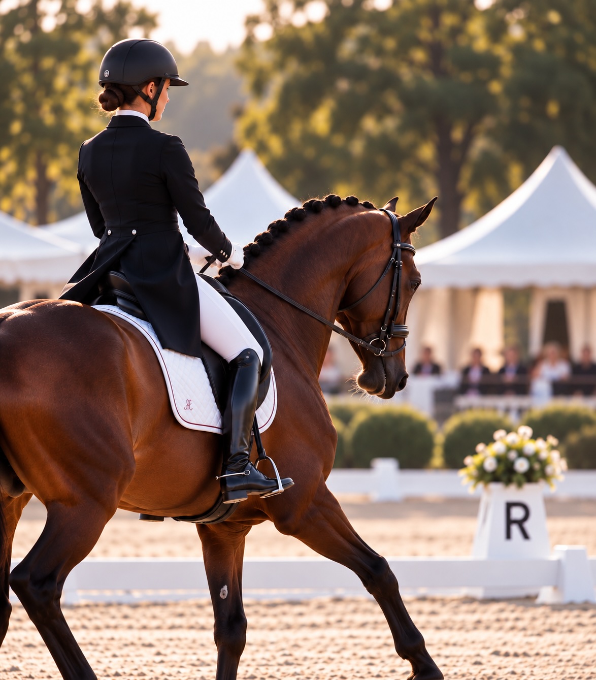 Cavalière de dressage en concours