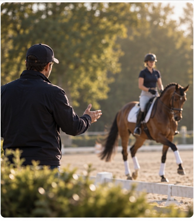Coach donnant un cours de dressage